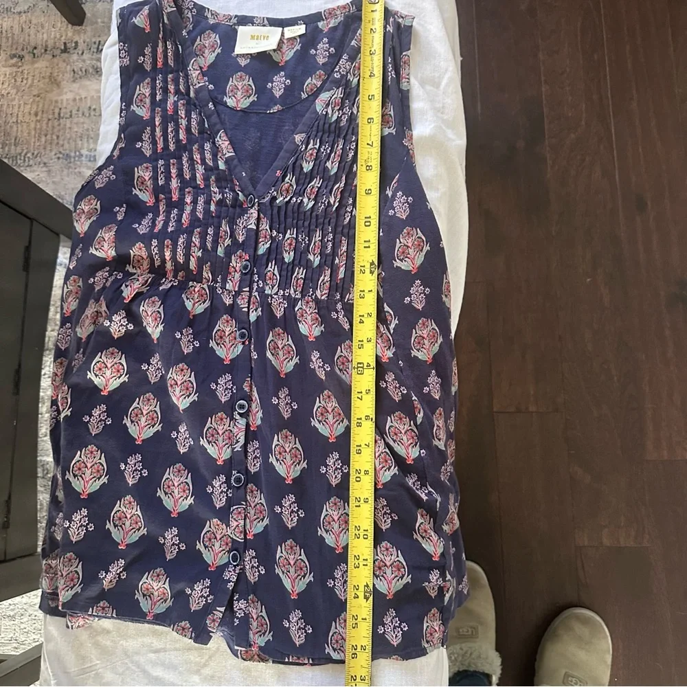 Maeve by‎ Anthropologie Floral V-Neck Button Front Top Medium
